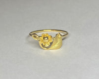 Vintage 1960's NOS 18 Karat Yellow Gold Flower and Leaf Design Ring