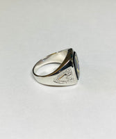 Sterling Silver and 10K Yellow Gold 14 x 12mm (Onyx, Red or Blue Spinel) Masonic Ring