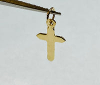 14 Karat Yellow Gold Dainty Polished Cross Charm (Available with or without chain)