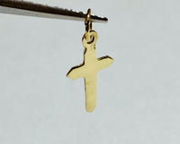 14 Karat Yellow Gold Dainty Polished Cross Charm (Available with or without chain)