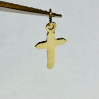 14 Karat Yellow Gold Dainty Polished Cross Charm (Available with or without chain)