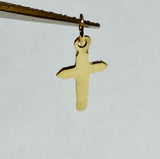 14 Karat Yellow Gold Dainty Polished Cross Charm (Available with or without chain)