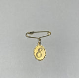 14 Karat Yellow Gold Script Initial Pendant Brooch Pin