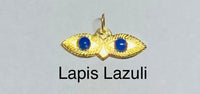 14 Karat Yellow Gold and Gemstone (Onyx-Jade-Lapis-Turquoise) Saint Lucy "Ojos de Santa Lucia" Eyes Pendant