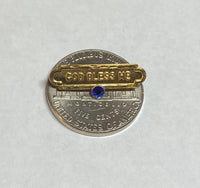 10 Karat Yellow Gold "God Bless Me" Baby Pin with Birthstone