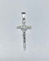 Sterling Silver Saint John Paul and Pope Francis Crucifix Pendant