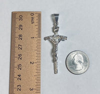 Sterling Silver Saint John Paul and Pope Francis Crucifix Pendant