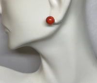 Sterling Silver Simulated 7mm Red Coral Stud Earrings