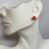 Sterling Silver Simulated 7mm Red Coral Stud Earrings