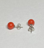 Sterling Silver Simulated 7mm Red Coral Stud Earrings