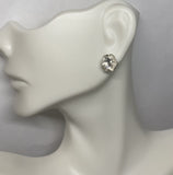 Vintage NOS 1970's Floral Buttercup Stud Earrings with Genuine White Topaz (2 carat total weight)