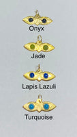 14 Karat Yellow Gold and Gemstone (Onyx-Jade-Lapis-Turquoise) Saint Lucy "Ojos de Santa Lucia" Eyes Pendant