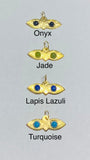 14 Karat Yellow Gold and Gemstone (Onyx-Jade-Lapis-Turquoise) Saint Lucy "Ojos de Santa Lucia" Eyes Pendant