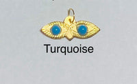 14 Karat Yellow Gold and Gemstone (Onyx-Jade-Lapis-Turquoise) Saint Lucy "Ojos de Santa Lucia" Eyes Pendant