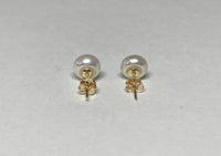 14 Karat Yellow Gold 5mm White Button Freshwater Cultured Pearl Stud Post Earrings