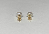 14 Karat Yellow Gold 5mm White Button Freshwater Cultured Pearl Stud Post Earrings