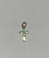 14 Karat Yellow Gold Baby Birthstone Cross