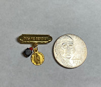 10K Ylw Gold Dios Me Bendiga w/Genuine Azabache & 8mm Saint Medal Baby Pin (Caridad, San Lazaro, Santa Barbara, Guadalupe, Guardian Angel)