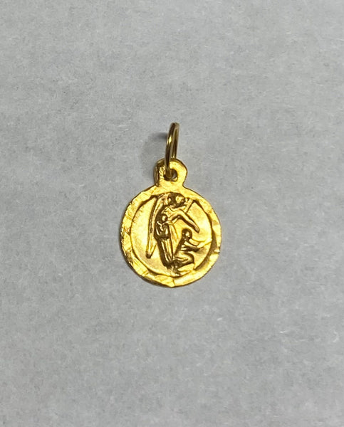 10 Karat Yellow Gold Guardian Angel "Angel de la Guardia" 8mm Baby Medal