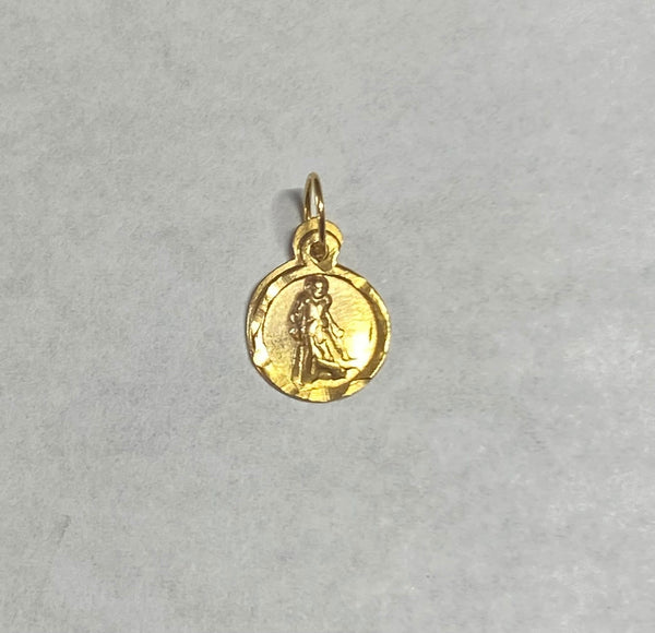 10 Karat Yellow Gold Saint Lazarus "San Lazaro" 8mm Baby Medal