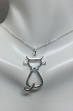 Sterling Silver 925 with Swarovski Element Birthstone Cat Pendant (16", 18" or 20" chain)