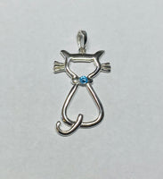 Sterling Silver 925 with Swarovski Element Birthstone Cat Pendant (16", 18" or 20" chain)