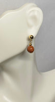 14 Karat Yellow Gold Filled 5mm Ball Stud Earrings with Hanging 8mm Goldstone Venturina Beads