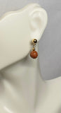 14 Karat Yellow Gold Filled 5mm Ball Stud Earrings with Hanging 8mm Goldstone Venturina Beads