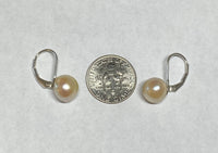 Vintage 1960's NOS Sterling Silver and Genuine Freshwater Pearls Lever Back Earrings (8mm and 9mm size available)