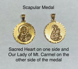 14 Karat Yellow Gold Sacred Heart of Jesus and Our Lady of Mt. Carmel Scapular Medal (0.84" Diameter)