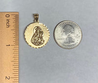 14 Karat Yellow Gold Sacred Heart of Jesus and Our Lady of Mt. Carmel Scapular Medal (0.84" Diameter)