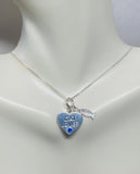 Sterling Silver 925 with Swarovski Element Birthstone Cat Lover Heart w/Fish Skeleton Pendant (16", 18" or 20" chain)