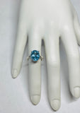 Sterling Silver and Genuine 12 x 10mm Oval Sky Blue Topaz Scroll Design Ladies Solitaire Ring