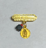 10K Ylw Gold Dios Me Bendiga w/Genuine Azabache & 8mm Saint Medal Baby Pin (Caridad, San Lazaro, Santa Barbara, Guadalupe, Guardian Angel)