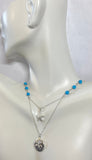 Sterling Silver and Genuine Turquoise Starfish & Sand Dollar 18" Necklace