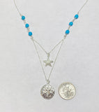 Sterling Silver and Genuine Turquoise Starfish & Sand Dollar 18" Necklace