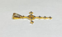 Vintage 14K Yellow Gold and Genuine Sapphire Cross Pendant