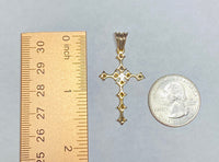 Vintage 14K Yellow Gold and Genuine Sapphire Cross Pendant