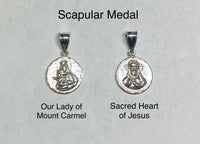 Sterling Silver Our Lady of Mt. Carmel & Sacred Heart of Jesus 16mm Scapular Medal