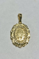 14 Karat Yellow Gold Miraculous Virgin Mary "Medalla Milagrosa" Filigree Oval Medal