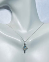 Sterling Silver Holy Spirit Dove Cross with Birthstone