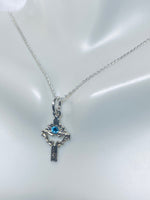 Sterling Silver Holy Spirit Dove Cross with Birthstone