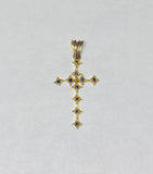 Vintage 14K Yellow Gold and Genuine Sapphire Cross Pendant