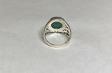 Sterling Silver and Genuine 12mm Cabochon Malachite Ladies Filigree Ring