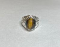 Vintage NOS 1960's Sterling Silver Genuine Tiger's Eye Man's Ring