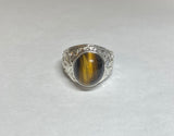 Vintage NOS 1960's Sterling Silver Genuine Tiger's Eye Man's Ring