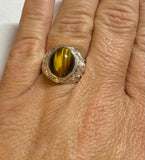 Vintage NOS 1960's Sterling Silver Genuine Tiger's Eye Man's Ring