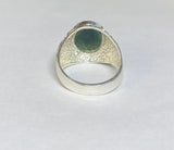 Vintage NOS 1960's Sterling Silver Genuine Dark Nephrite Jade Man's Ring