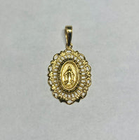 14 Karat Yellow Gold Miraculous Virgin Mary "Medalla Milagrosa" Filigree Oval Medal