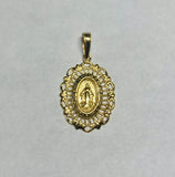 14 Karat Yellow Gold Miraculous Virgin Mary "Medalla Milagrosa" Filigree Oval Medal